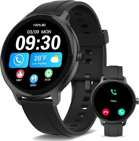 ساعة ذكية YMZ للرجال والنساء، شاشة لمس عالية الدقة 1.27 بوصة لتتبع اللياقة البدنية، مكالمات بلوتوث، أكثر من 100 وضع رياضي، مراقب النوم، مقاومة للماء IP68، متوافقة مع Android وiOS in Kuwait