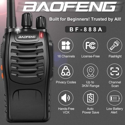 Baofeng Two Way Radios Long Range Walkie Talkies for Adults,16 Channel Handheld 2 Way Radio Rechargeable with Flashlight Li-ion Battery and Charger, 2 Pack in Saudi Arabia