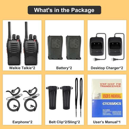 Baofeng Two Way Radios Long Range Walkie Talkies for Adults,16 Channel Handheld 2 Way Radio Rechargeable with Flashlight Li-ion Battery and Charger, 2 Pack in Saudi Arabia