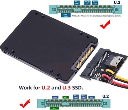chenyang U.2 U.3 SFF-8639 SSD to Slimline SFF-8654 PCB Adapter Card with 5V/12V SATA Power Cable for NVME PCIe PCI-Express SSD in Kuwait