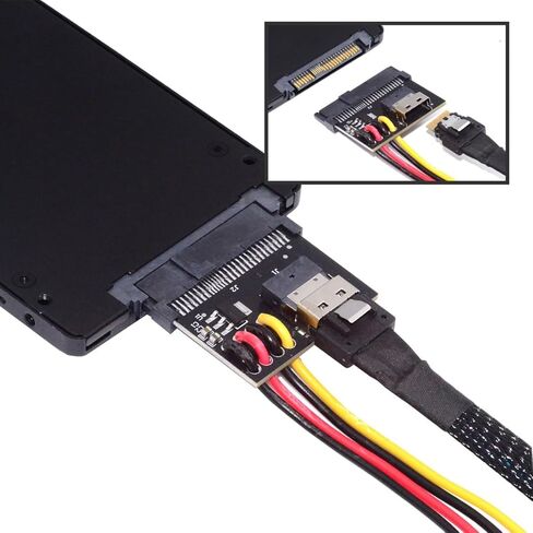 chenyang U.2 U.3 SFF-8639 SSD to Slimline SFF-8654 PCB Adapter Card with 5V/12V SATA Power Cable for NVME PCIe PCI-Express SSD in Kuwait