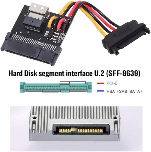 chenyang U.2 U.3 SFF-8639 SSD to Slimline SFF-8654 PCB Adapter Card with 5V/12V SATA Power Cable for NVME PCIe PCI-Express SSD in Kuwait