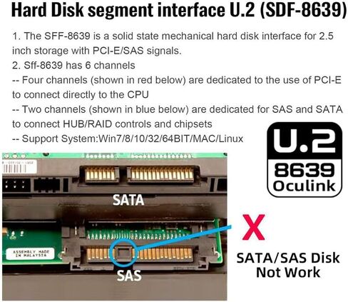 بطاقة محول PCB من chenyang U.2 U.3 SFF-8639 SSD إلى Slimline SFF-8654 مع كابل طاقة SATA 5 فولت/12 فولت لـ NVME PCIe PCI-Express SSD in Saudi Arabia