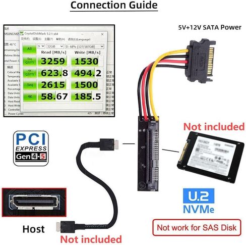بطاقة محول PCB من chenyang U.2 U.3 SFF-8639 SSD إلى Slimline SFF-8654 مع كابل طاقة SATA 5 فولت/12 فولت لـ NVME PCIe PCI-Express SSD in Saudi Arabia