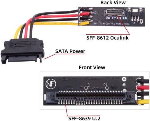 بطاقة محول PCB من chenyang U.2 U.3 SFF-8639 SSD إلى Slimline SFF-8654 مع كابل طاقة SATA 5 فولت/12 فولت لـ NVME PCIe PCI-Express SSD in Saudi Arabia