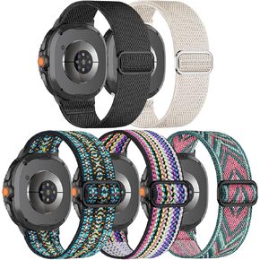 5 قطع من أساور النايلون القابلة للتمدد متوافقة مع ساعة Samsung Galaxy Watch 8 Band 40mm 44mm/Galaxy Watch 8 Classic 46mm، أساور معصم بديلة لحزام رياضي مرن ناعم بحلقة منفردة للنساء والرجال in Kuwait