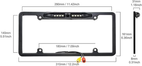 License Plate Backup Camera KASIONVI Rear View Camera 150° Viewing Angle Universal US Car License Plate Frame Mount Waterproof with 8 LED Light Night visaion Camera in Saudi Arabia