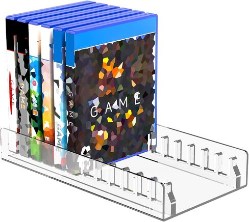 Acrylic Game Disc Storage Holder for PS5 PS4 Xbox Wii Game Cases | Display Organizer Stand Holds 12 Games, Fits Standard DVD Blu-Ray Boxes, Anti Tipping, Easy Find & Access, Clear in Saudi Arabia