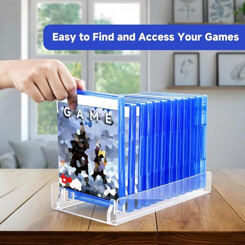 Acrylic Game Disc Storage Holder for PS5 PS4 Xbox Wii Game Cases | Display Organizer Stand Holds 12 Games, Fits Standard DVD Blu-Ray Boxes, Anti Tipping, Easy Find & Access, Clear in Saudi Arabia
