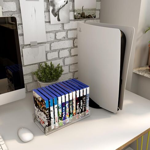 Acrylic Game Disc Storage Holder for PS5 PS4 Xbox Wii Game Cases | Display Organizer Stand Holds 12 Games, Fits Standard DVD Blu-Ray Boxes, Anti Tipping, Easy Find & Access, Clear in Saudi Arabia