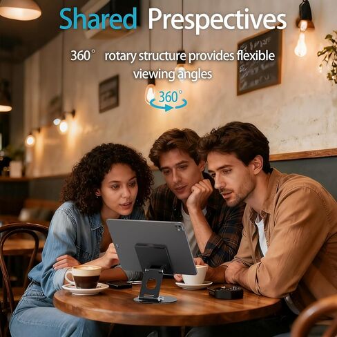 حامل تابلت دوار، حامل تابلت من الألومنيوم قابل للحمل بزاوية 360 درجة وقابل للتعديل لجميع أجهزة iPad Surface مقاس 4-12.9 بوصة، وسامسونج، والكمبيوتر اللوحي، وقارئ الكتب الإلكترونية والمزيد (فضي) in Kuwait
