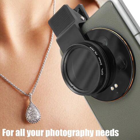 37mm Clip-on Cell Phone Lens Adjustable Density Filter with Phone Clip for iPhone for Samsung Android Smartphones in Saudi Arabia