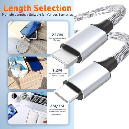 كابل USB C إلى L 3Pack 4FT، كابل شاحن سريع لهاتف Apple iPhone، سلك طاقة متين من النايلون المضفر من النوع C شحن سريع لهاتف iPhone 14 13 12 11 Pro Max Xr Xs 8 7 6 Plus والمزيد، أحمر in Saudi Arabia