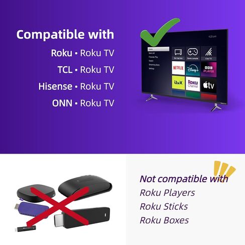 (Pack of 2) Replacement Remote for Roku TV, TCL, Hisense, Onn Roku TV, Not Compatible with Roku Stick, Box, Player, No Setup Required in Saudi Arabia