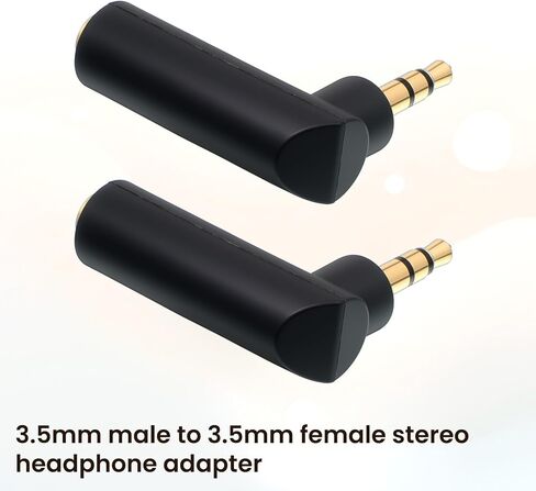 2 Pcs 3.5mm Angle Male to Female Audio Adapter 1/8 Inch TRS Male to Female Stereo Jack Plug AUX Connector Right Angle Audio Adapters and Connectors Compatible with Headset Tablets Speakers MP3 in Kuwait