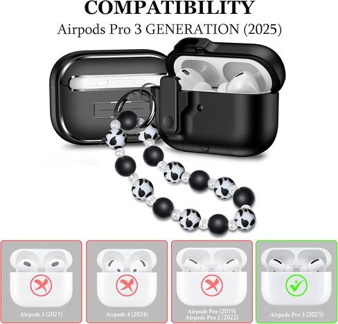 متوافق مع AirPods Pro الجيل الثالث، لحافظة Airpod Pro 3 2025 مع قفل، تصميم غطاء تلقائي منبثق للحماية الكاملة من السقوط مع سلسلة مفاتيح للنساء، قوس أرجواني in Kuwait