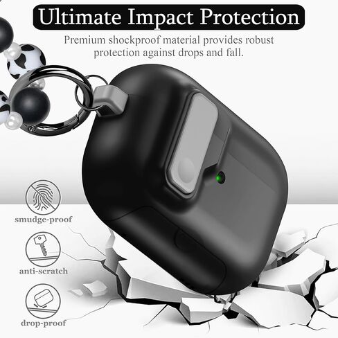 متوافق مع AirPods Pro الجيل الثالث، لحافظة Airpod Pro 3 2025 مع قفل، تصميم غطاء تلقائي منبثق للحماية الكاملة من السقوط مع سلسلة مفاتيح للنساء، قوس أرجواني in Kuwait