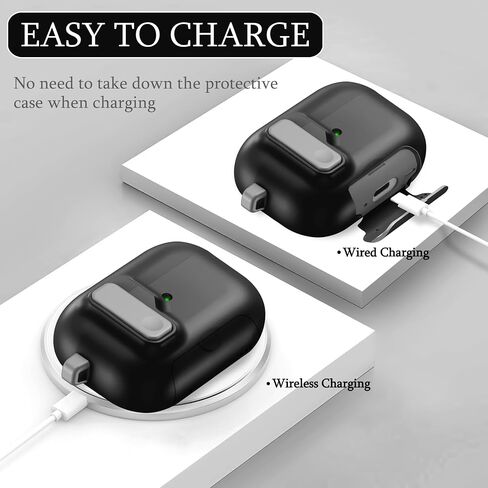 متوافق مع AirPods Pro الجيل الثالث، لحافظة Airpod Pro 3 2025 مع قفل، تصميم غطاء تلقائي منبثق للحماية الكاملة من السقوط مع سلسلة مفاتيح للنساء، قوس أرجواني in Kuwait