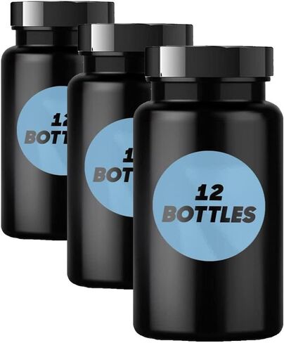 Plastic Pill Bottle (6 Pack) Dark Amber Container with Smooth Black Lid, 38-400 Neck, 120 cc Capacity in Kuwait