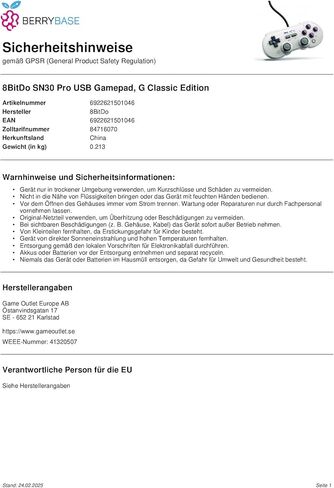 لوحة ألعاب 8Bitdo SN30 Pro USB (إصدار G الكلاسيكي) (نينتندو سويتش//) in Saudi Arabia