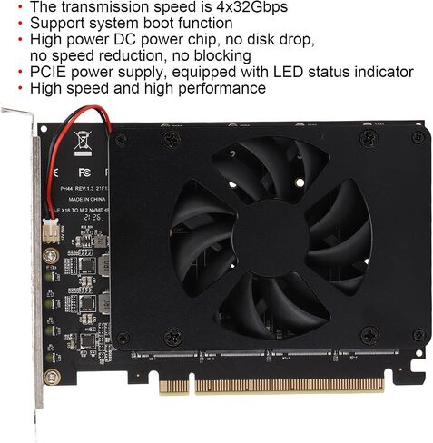 بطاقة محول SUNGOOYUE Anwintek PCIe SSD مع سرعة نقل 4x32 جيجابت في الثانية، ودعم M.2 NVME، وسبائك الألومنيوم، ومروحة تبريد مدمجة لأنظمة 8/10 in Saudi Arabia