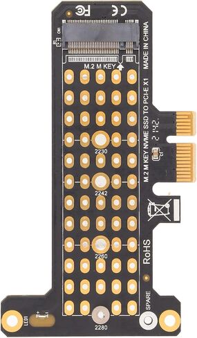 بطاقة محول SUNGOOYUE NVMe M.2 إلى PCIe، مادة PCB سوداء، متوافقة مع 2230-2280 SSD، مشتت حراري من الألومنيوم، لألعاب الكمبيوتر المكتبي in Saudi Arabia
