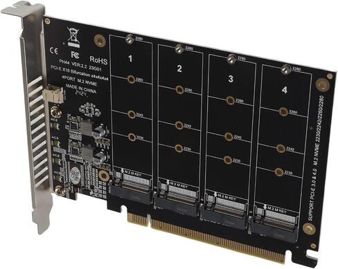بطاقة محول SUNGOOYUE PH44 PCIe M.2 NVME SSD مع سرعة نقل 4 × 32 جيجابت في الثانية، ومؤشرات LED، وإدارة الطاقة العالية، متوافقة مع أجهزة PCIe (ph44) in Saudi Arabia