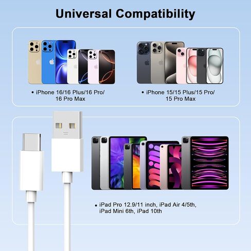 10FT Car Carplay Cable for iPhone 16 15, 2 Pack 10FT USB A to USB C Car Charger Cable Cord Compatible for iPhone 16/16 Plus/16 Pro/16 Pro Max/15/15 Plus/15 Pro/15 Pro Max in Saudi Arabia