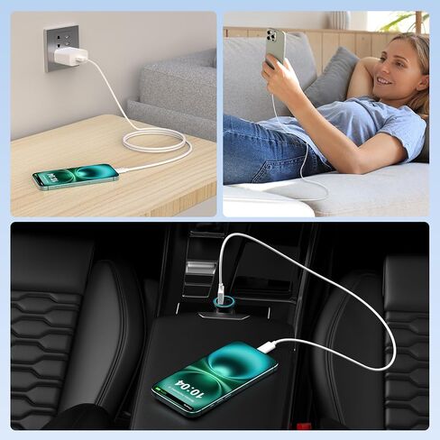 10FT Car Carplay Cable for iPhone 16 15, 2 Pack 10FT USB A to USB C Car Charger Cable Cord Compatible for iPhone 16/16 Plus/16 Pro/16 Pro Max/15/15 Plus/15 Pro/15 Pro Max in Saudi Arabia