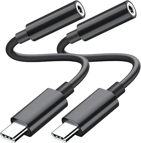 NICE BUDDY Black-2Pack Type C إلى 3.5 مم محول سماعة الرأس - محول الصوت من iPhone 15 Series إلى سماعة رأس 3.5 مم، محول Aux لـ SamsungS23، iPad Pro، Pixel 7-16bit/48 كيلو هرتز مع ميكروفون للسيارة/الألعاب/الموسيقى in Kuwait