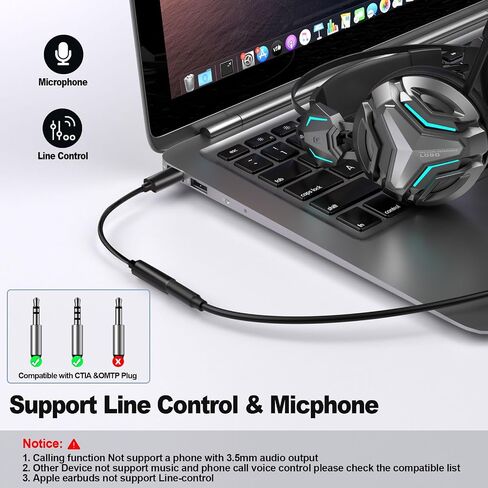 NICE BUDDY Black-2Pack Type C إلى 3.5 مم محول سماعة الرأس - محول الصوت من iPhone 15 Series إلى سماعة رأس 3.5 مم، محول Aux لـ SamsungS23، iPad Pro، Pixel 7-16bit/48 كيلو هرتز مع ميكروفون للسيارة/الألعاب/الموسيقى in Kuwait