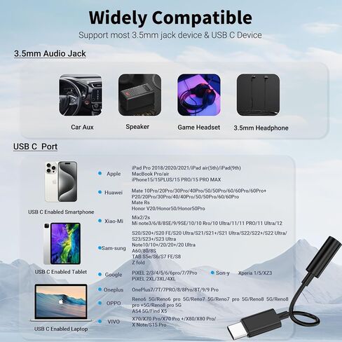 NICE BUDDY Black-2Pack Type C إلى 3.5 مم محول سماعة الرأس - محول الصوت من iPhone 15 Series إلى سماعة رأس 3.5 مم، محول Aux لـ SamsungS23، iPad Pro، Pixel 7-16bit/48 كيلو هرتز مع ميكروفون للسيارة/الألعاب/الموسيقى in Kuwait