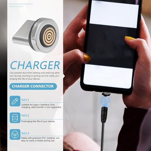 محول مغناطيسي USB C 8 قطع من Housoutil، موصل طرف محول كابل USB مغناطيسي قابل للتدوير للهواتف، فضي، 0.78 × 0.39 × 0.39 بوصة in Kuwait