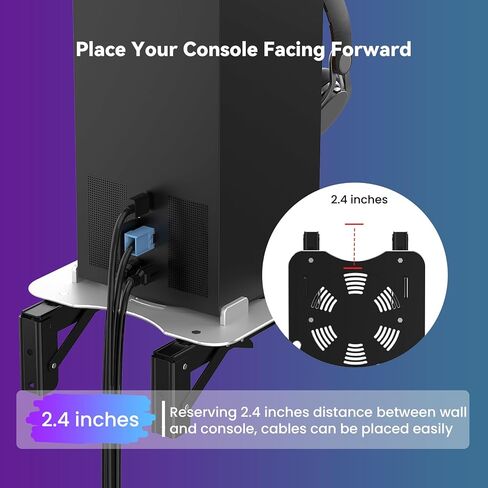 ZHGM Folding Wall Mount for Xbox Series X, Aluminum Alloy Wall Mount Kit for Xbox X with 2 Controller Holders & 1 Headphone Hook, Console Facing Forward Heavy Duty Shelf Wall Mount Bracket (Black) in Saudi Arabia