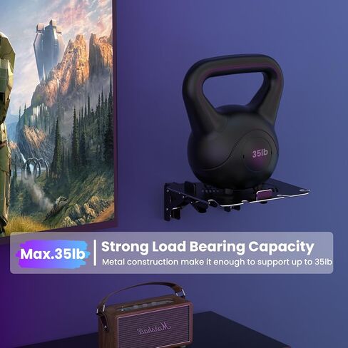 ZHGM Folding Wall Mount for Xbox Series X, Aluminum Alloy Wall Mount Kit for Xbox X with 2 Controller Holders & 1 Headphone Hook, Console Facing Forward Heavy Duty Shelf Wall Mount Bracket (Black) in Saudi Arabia