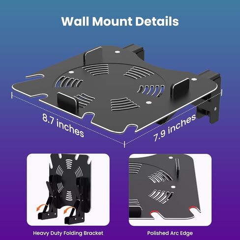 ZHGM Folding Wall Mount for Xbox Series X, Aluminum Alloy Wall Mount Kit for Xbox X with 2 Controller Holders & 1 Headphone Hook, Console Facing Forward Heavy Duty Shelf Wall Mount Bracket (Black) in Saudi Arabia
