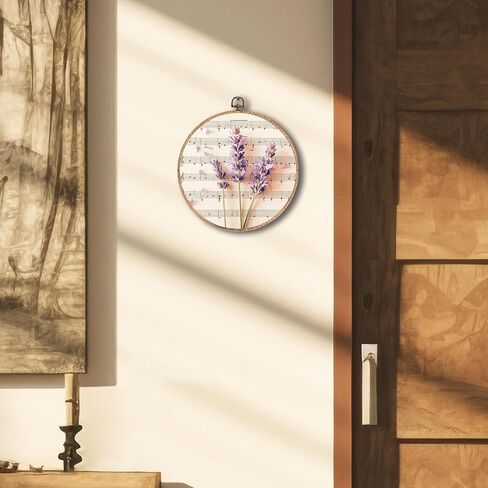 Tzhim Vintage Pink Peony Floral Round Wall Art ، رث أنيقة زهرة جولة جدار ديكور مؤطرة ، رفيع الزهر العتيقة الجدران الجدران للمنحوتات لمزرعة غرفة المعيشة غرفة نوم ، 10x10 بوصة in Kuwait