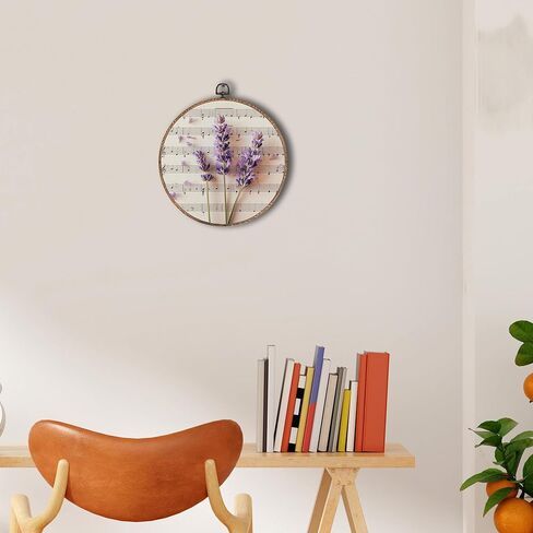 Tzhim Vintage Pink Peony Floral Round Wall Art ، رث أنيقة زهرة جولة جدار ديكور مؤطرة ، رفيع الزهر العتيقة الجدران الجدران للمنحوتات لمزرعة غرفة المعيشة غرفة نوم ، 10x10 بوصة in Kuwait