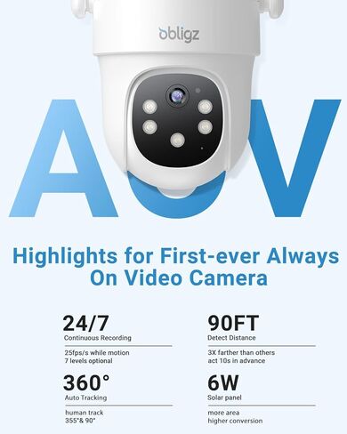 كاميرا أمان خارجية تعمل بالطاقة الشمسية - كاميرات مراقبة تسجيل AOV 24/7 لاسلكية في الهواء الطلق مع عرض 360 درجة، تتبع تلقائي للإنسان، رؤية ليلية 2K (3 عبوات مع بطاقة SD 128 جيجا) in Kuwait