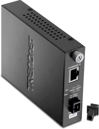محول وسائط الألياف الذكي TRENDnet 100Base-TX إلى 100Base-FX ثنائي الطول الموجي أحادي الوضع SC (20 كم/12.4 ميل)، منفذ الألياف، RJ-45، حماية مدى الحياة لمحول الألياف إلى إيثرنت، TFC-110S20D5i in Kuwait