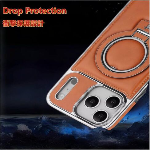 حافظة جلدية بحامل مغناطيسي لهاتف iPhone 17 Pro Max/17 Pro/17/17 Air، غطاء نحيف بنمط العمل مع مسند غير مرئي، حماية من السقوط، مضاد للانزلاق، مضاد لبصمات الأصابع (برتقالي، 17 Pro Max) in Saudi Arabia