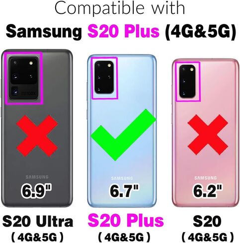 حافظة هاتف Asuwish لهاتف Samsung Galaxy S20 Plus S20+ 5G غطاء محفظة خلوية مع واقي شاشة من الزجاج المقسى وحامل بطاقة الائتمان S20+5G S20plus 20S + S2O S 20 20+ G5 للنساء والرجال باللون الوردي in Saudi Arabia