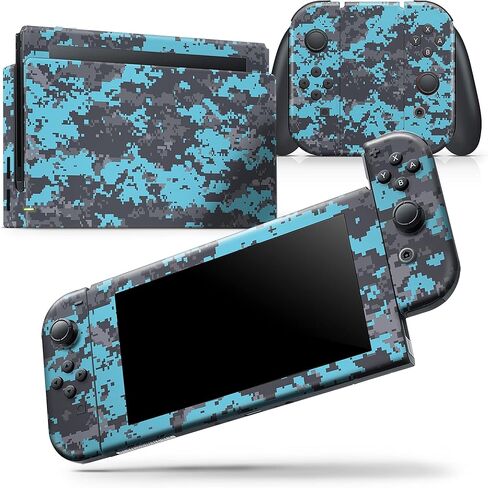 Design Skinz - متوافق مع Nintendo DSi XL - غطاء حماية من الفينيل مقاوم للخدش وقابل للإزالة - فيروزي ساطع ورمادي مموه رقمي in Saudi Arabia