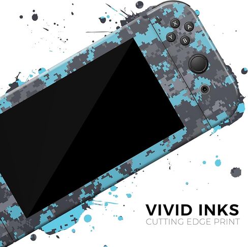 Design Skinz - متوافق مع Nintendo DSi XL - غطاء حماية من الفينيل مقاوم للخدش وقابل للإزالة - فيروزي ساطع ورمادي مموه رقمي in Saudi Arabia
