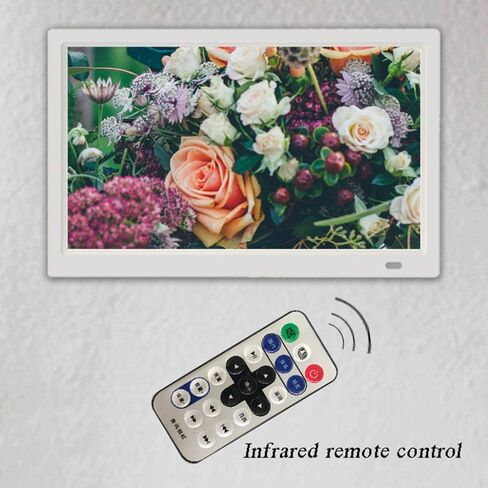 1280x800 Full HD Digital Photo Frame, 16:9 IPS Display, Music and Video Player, Calendar, Alarm Clock, Automatic Timer, White. in Saudi Arabia