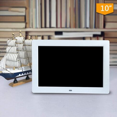 1280x800 Full HD Digital Photo Frame, 16:9 IPS Display, Music and Video Player, Calendar, Alarm Clock, Automatic Timer, White. in Saudi Arabia