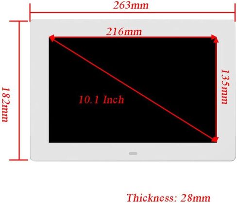 1280x800 Full HD Digital Photo Frame, 16:9 IPS Display, Music and Video Player, Calendar, Alarm Clock, Automatic Timer, White. in Saudi Arabia