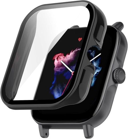 3Pack - Compatible with Amazfit GTS3 Smart Watch Case Built in Tempered Glass Screen Protector Shockproof Hard Electroplate PC Bumper Case Watch Accessories, with Screen Tempered Film in Saudi Arabia