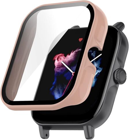 3Pack - Compatible with Amazfit GTS3 Smart Watch Case Built in Tempered Glass Screen Protector Shockproof Hard Electroplate PC Bumper Case Watch Accessories, with Screen Tempered Film in Saudi Arabia