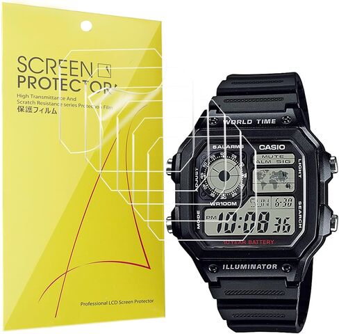 Lamshaw AE-1200WH Watch Screen Protector, [6 Pack] Full Coverage TPU Clear Film Compatible with AE-1200/AE-1300/AE-1200WH (6 PACK) in Saudi Arabia
